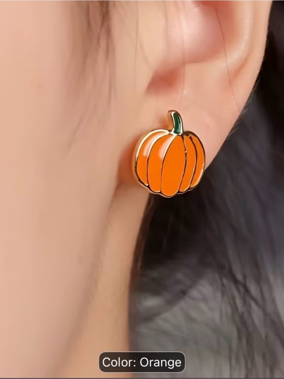 Orange Pumpkin Stud Earrings - Women Jewelry